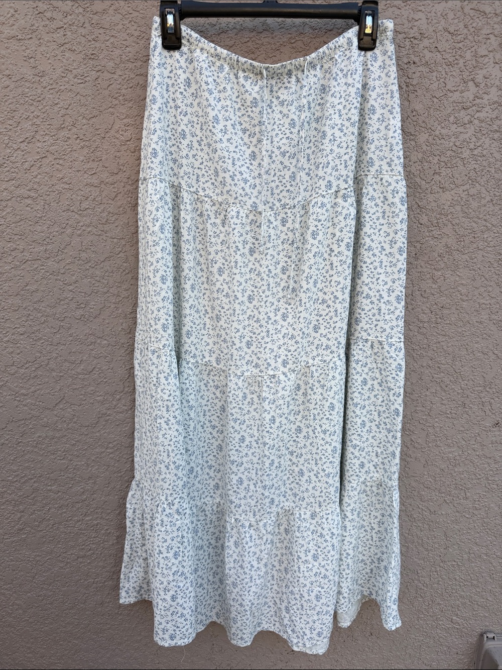 Brandy Melville Pale Blue Floral Tiered Maxi Skirt